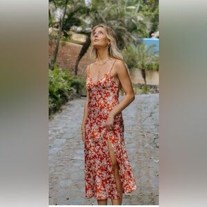 Hello Molly Red Floral Midi Dress
